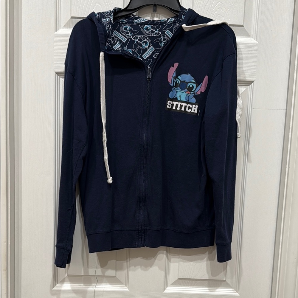 Navy Blue Stitch Zip Hoodie